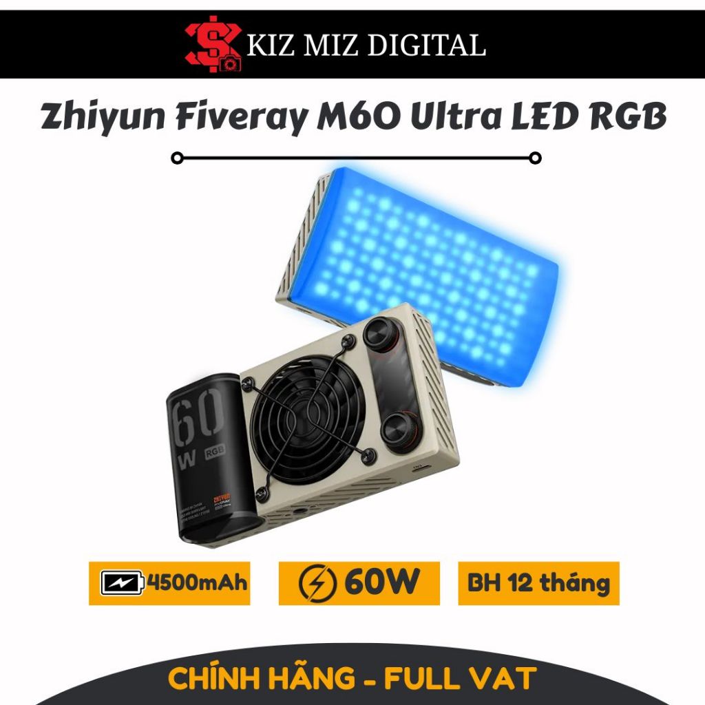 Đèn Led Zhiyun Fiveray M60 Ultra RGB công suất 60w, bảo hành chính hãng 12 tháng