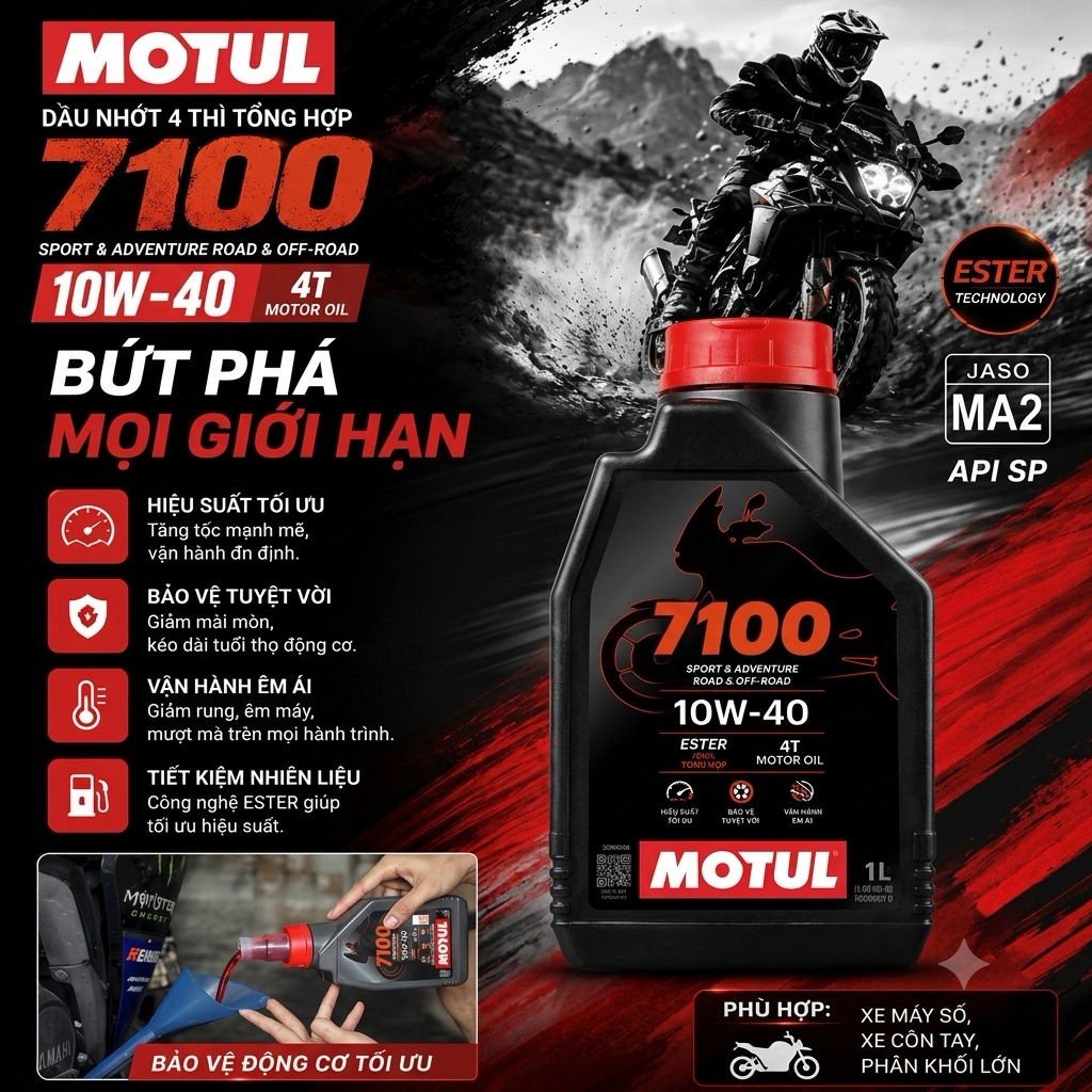 Dầu Nhớt Motul 7100 chính hãng 10w40 xe số , xe côn tay