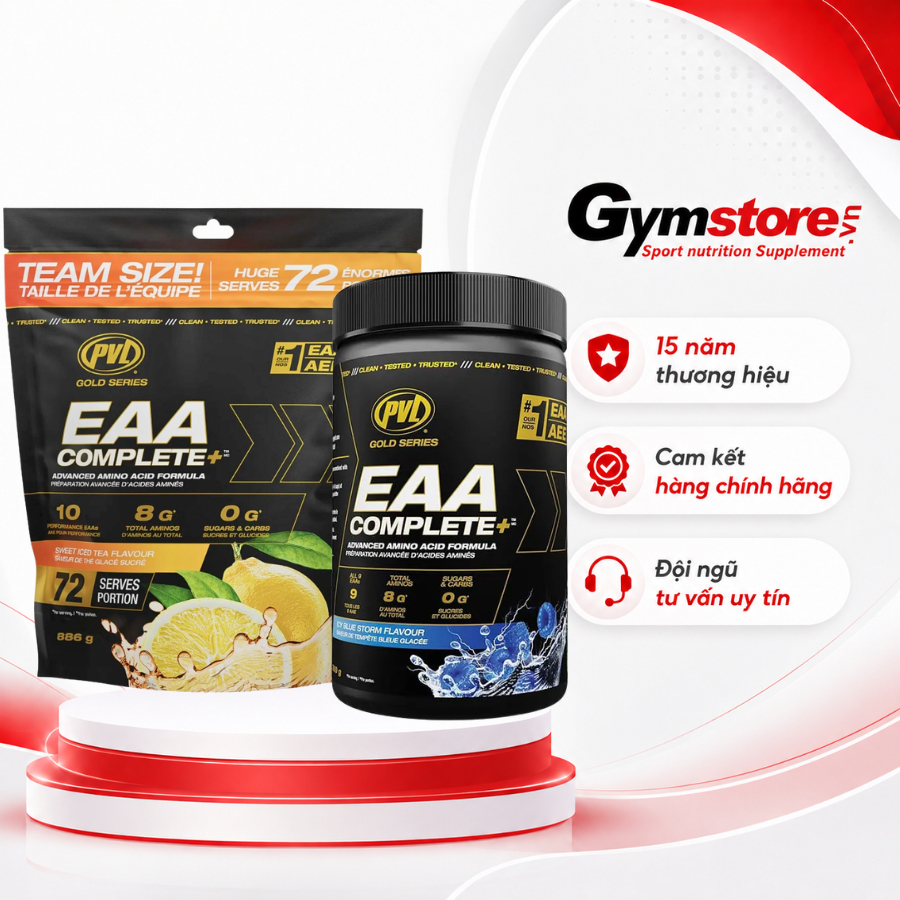 Bột phục hồi và phát triển cơ bắp PVL EAA Complete (Canada) bổ sung axit amin và điện giải Gymstore