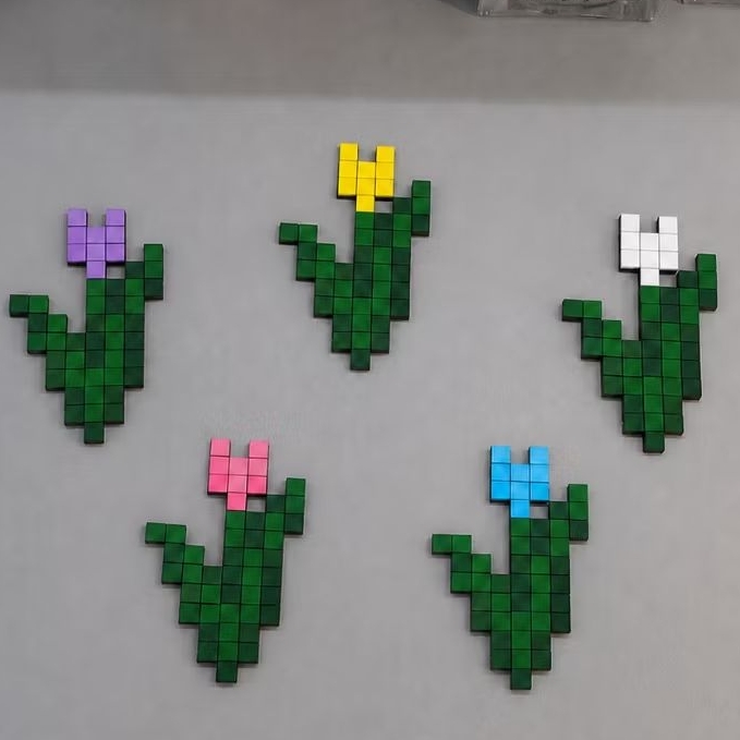 Mô hình Minecraft Hoa Tulip Pixel Art, Trang Trí, Decor Treo Tường Xinh