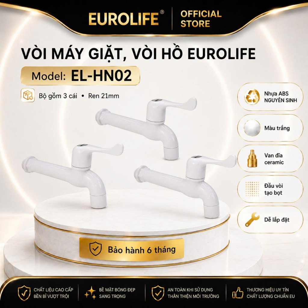 Vòi hồ dài nhựa ABS Eurolife EL-HN02 (Trắng)