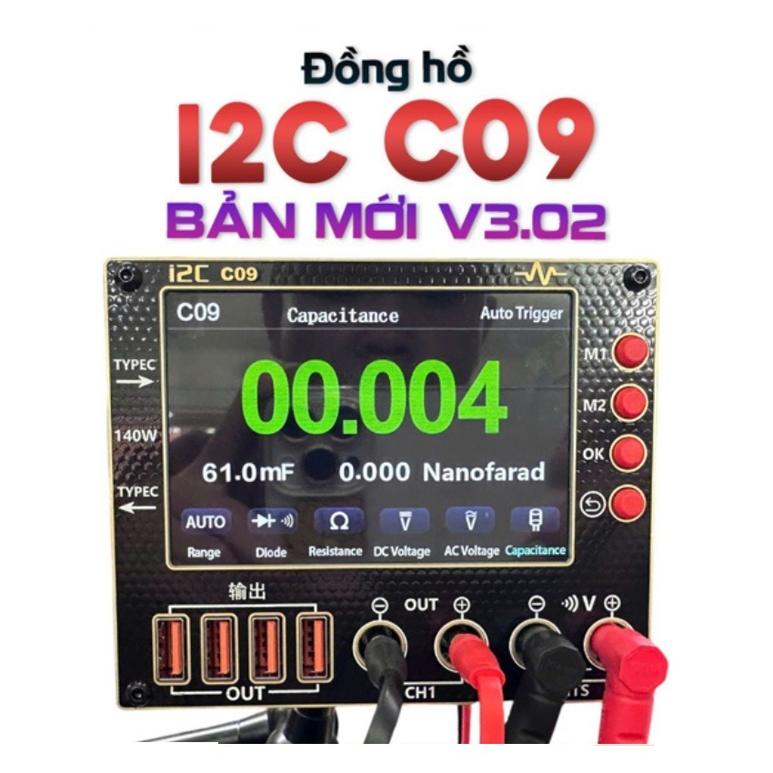 Đồng hồ I2C C09 Waveform Ammeter – Thiết bị đo dòng điện, điện áp, phân tích sóng chuyên nghiệp