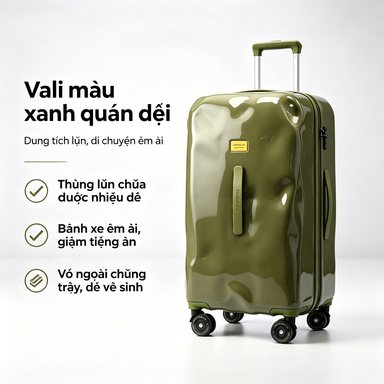 Vali 28 inch có khóa TSA, bề mặt nhẵn, thiết kế thể thao, bánh xe êm ái và dung tích lớn.