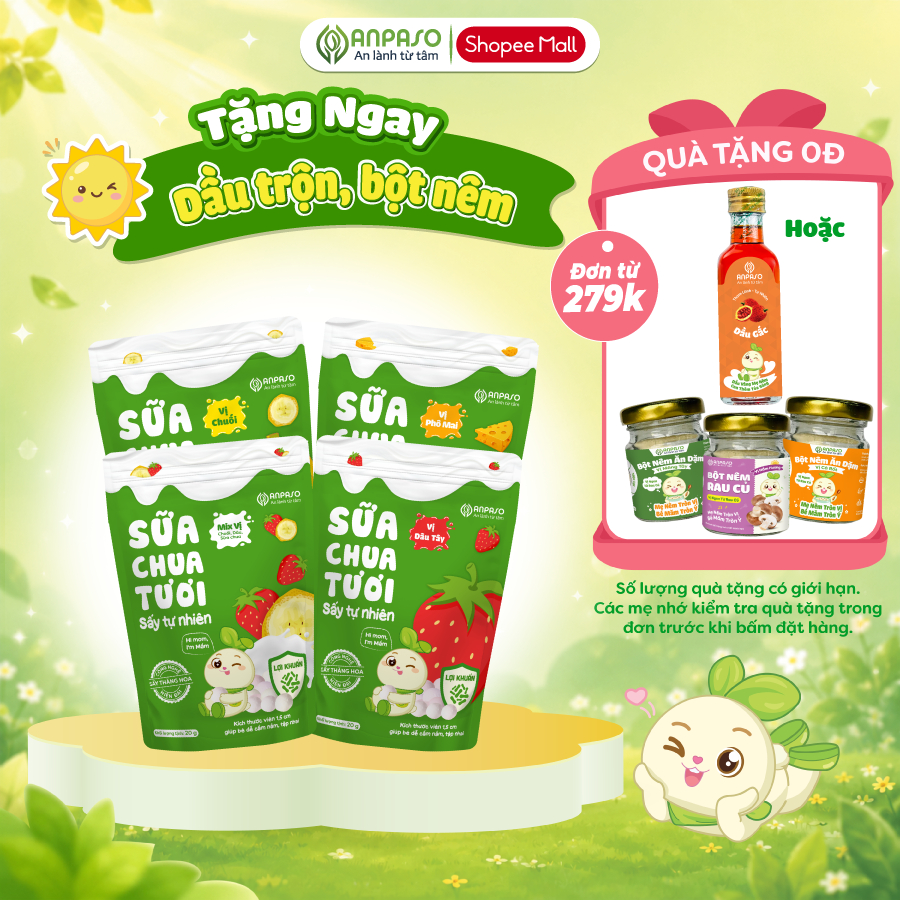 Sữa Chua Sấy Thăng Hoa Anpaso – Sữa Chua Khô Chứa Lợi Khuẩn Tự Nhiên Cho Bé Ăn Dặm gói 20g