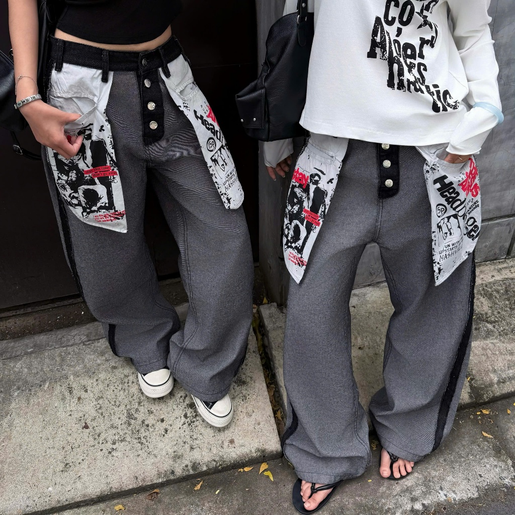 Quần Jeans Phong Cách Lật Ngược INSIDE OUT Form Rộng Unisex Nam Nữ Cá Tính SSSTORE.Aesthetic