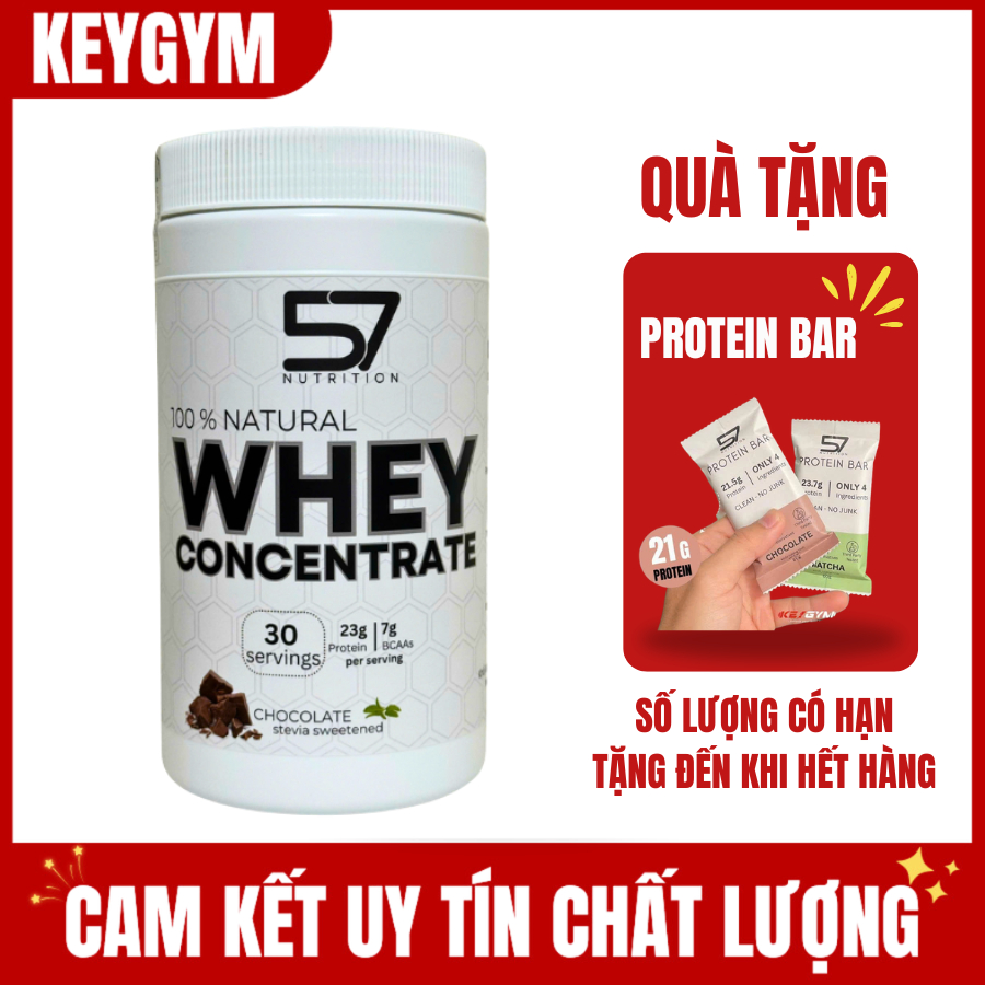 [TẶNG PROTEIN BAR] Sữa bổ sung đạm vị ngọt từ cỏ stevia 57 Nutrition Whey Protein Concentrate 1KG - 
