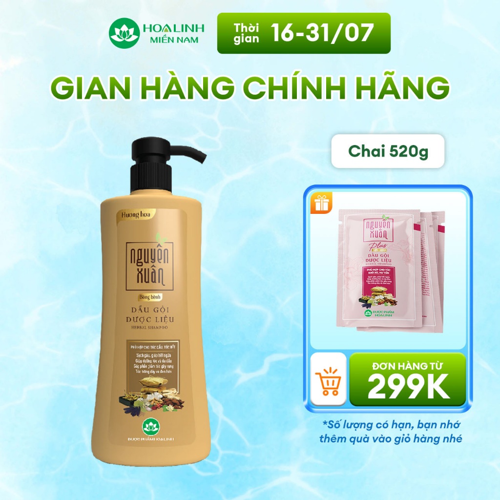 Dầu gội dược liệu Nguyên Xuân Bồng bềnh 520g - Dành cho tóc dầu bết