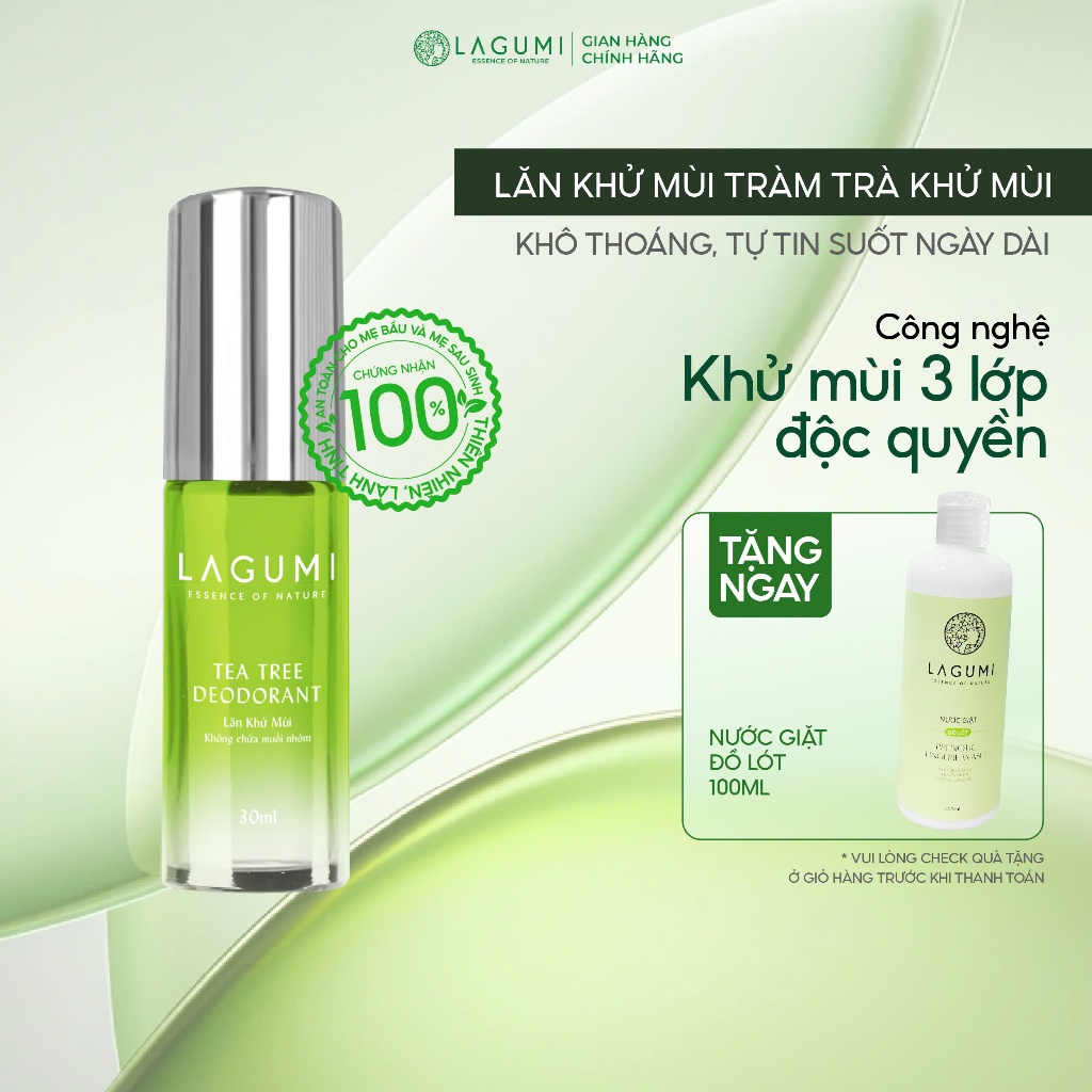 Lăn Khử Mùi Cho Bà Bầu Lagumi Tràm Trà Ngăn Mồ Hôi Đến 48H Giảm Thâm Nách Chuyên Sâu 30ml