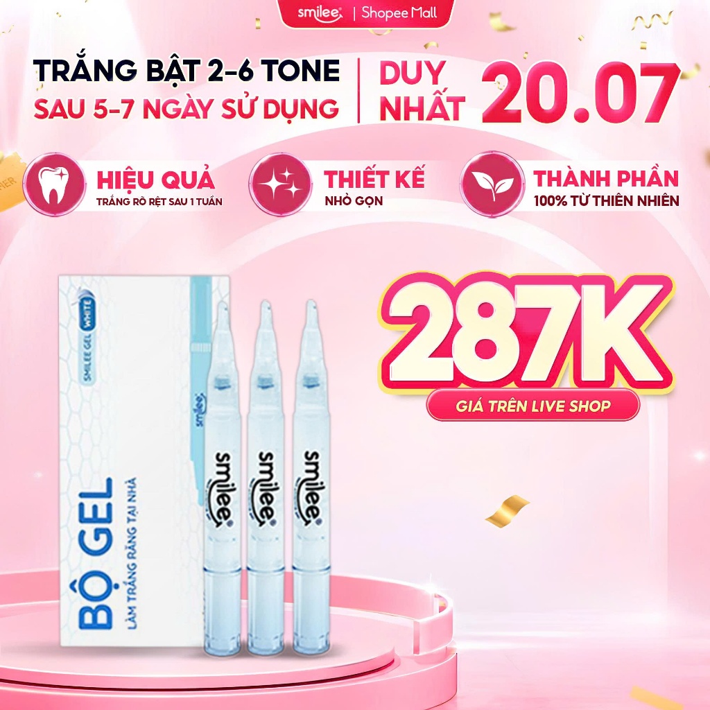 Bộ 3 bút gel làm trắng răng Smilee dùng cho bộ kit trắng răng Smilee Extra và Smilee Max, SVIP