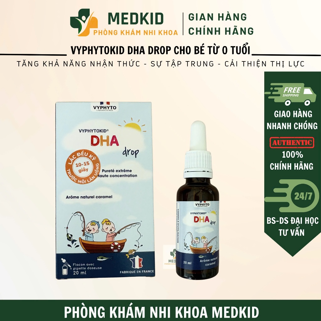 VYPHYTOKID DHA Drop - Bổ Sung DHA, Cải Thiện Thị Lực, Tăng Khả Năng Tập Trung Cho Bé (20ml)