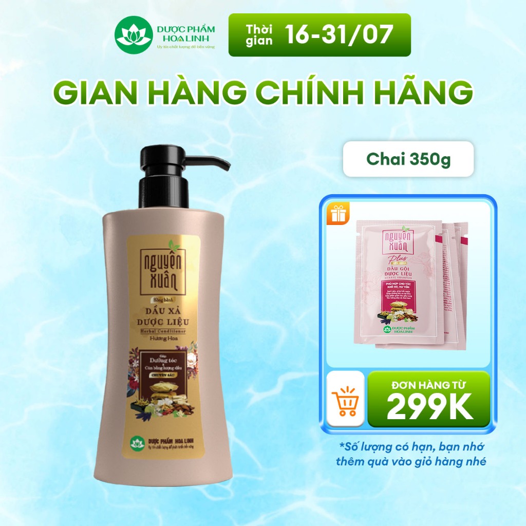 Dầu xả dược liệu Nguyên Xuân bồng bềnh 318g KM 32g dành cho tóc dầu bết