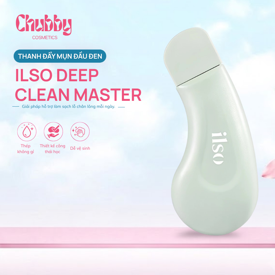Thanh Đẩy Mụn Đầu Đen ILSO Deep Clean Master Dụng Cụ Làm Sạch Lỗ Chân Lông Thép Không Gỉ Chính Hãng