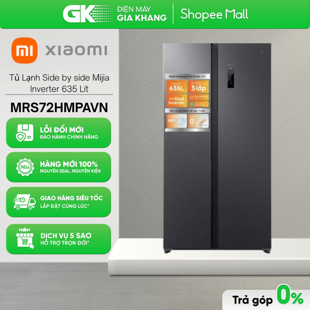 Tủ Lạnh Xiaomi Mijia Inverter 635 Lít Side by Side MRS72HMPAVN [Freeship HCM]