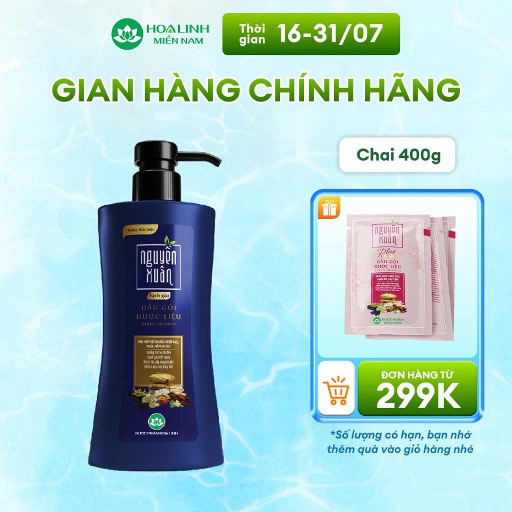 Dầu gội Dược liệu Nguyên Xuân Sạch Gàu 365g km 35g
