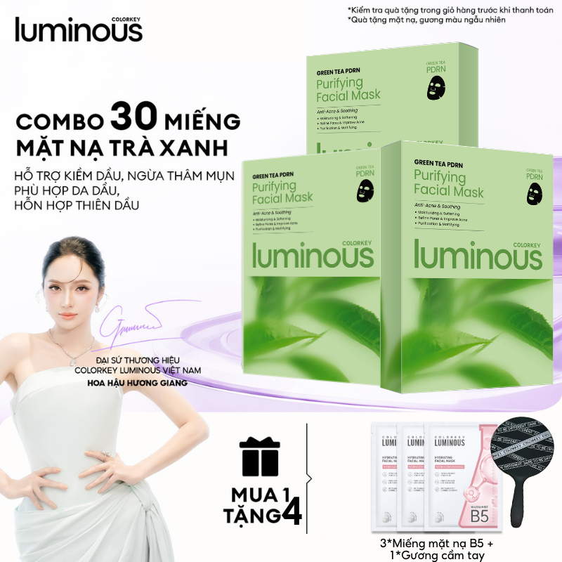 Combo 3 Hộp Mặt Nạ Dưỡng Da COLORKEY LUMINOUS Hỗ Trợ Cấp Ẩm Cho Da Mịn Màng 10 miếng/hộp