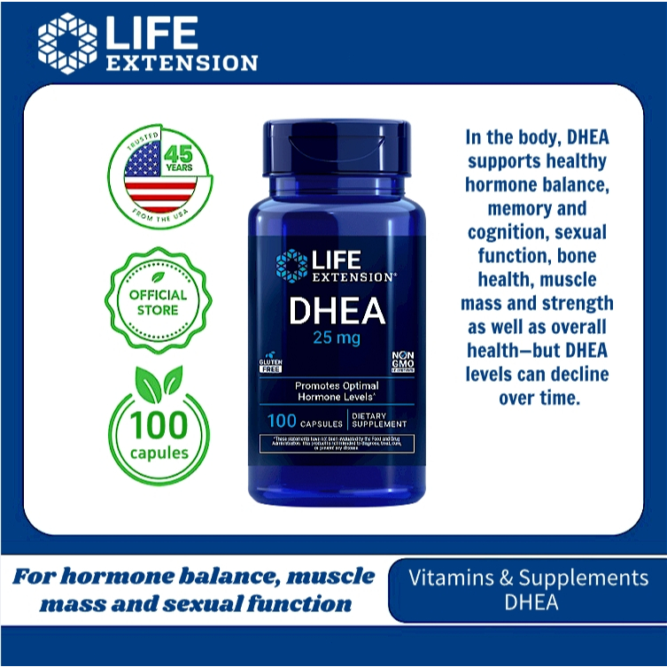 Life Extension DHEA 25mg 100 Viên Nang Thực Phẩm Bổ Sung Nhập Khẩu Mỹ