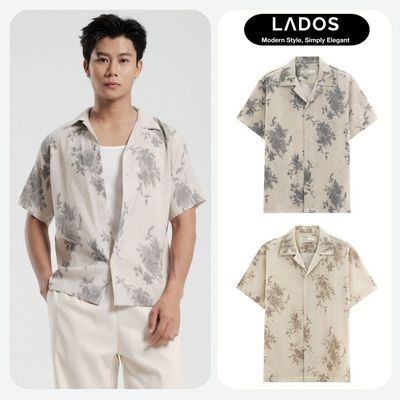 [DEAL MỞ BÁN] Áo Sơ Mi Nam Cuban LADOS - 8206 Họa Tiết Floral Vintage, Chất Rayon Poly Mềm Rũ, Phong Cách Retro