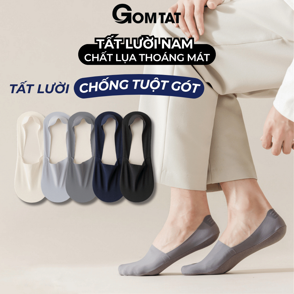 Tất lười nam có đệm chống tuột gót GOMTAT, vớ lụa mang giày lười thoáng mát…