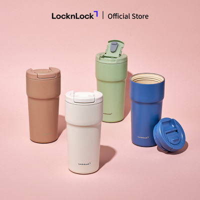 Bình giữ nhiệt LocknLock One-touch Ceramic Tumbler LHC4130 thép không gì SUS304 phủ sứ bên trong 550ml - 4 màu