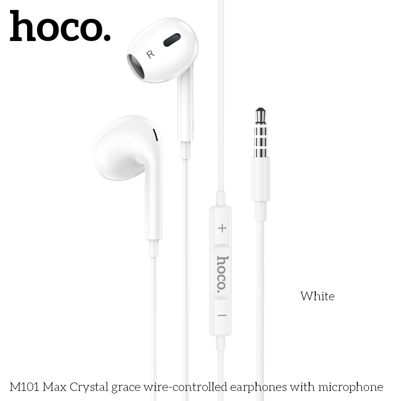 Tai nghe nhét tai M101 Max PHANH jack 3.5mm dài 1,2m có mic gọi điện màu đen trắng PHANH