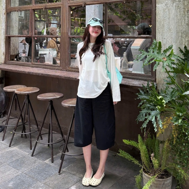 (TẶNG ÁO QUÂY) Set áo thun giấy mỏng tay dài oversized rộng phủ mông A187.02 Daily Top | BigBuy360 - bigbuy360.vn