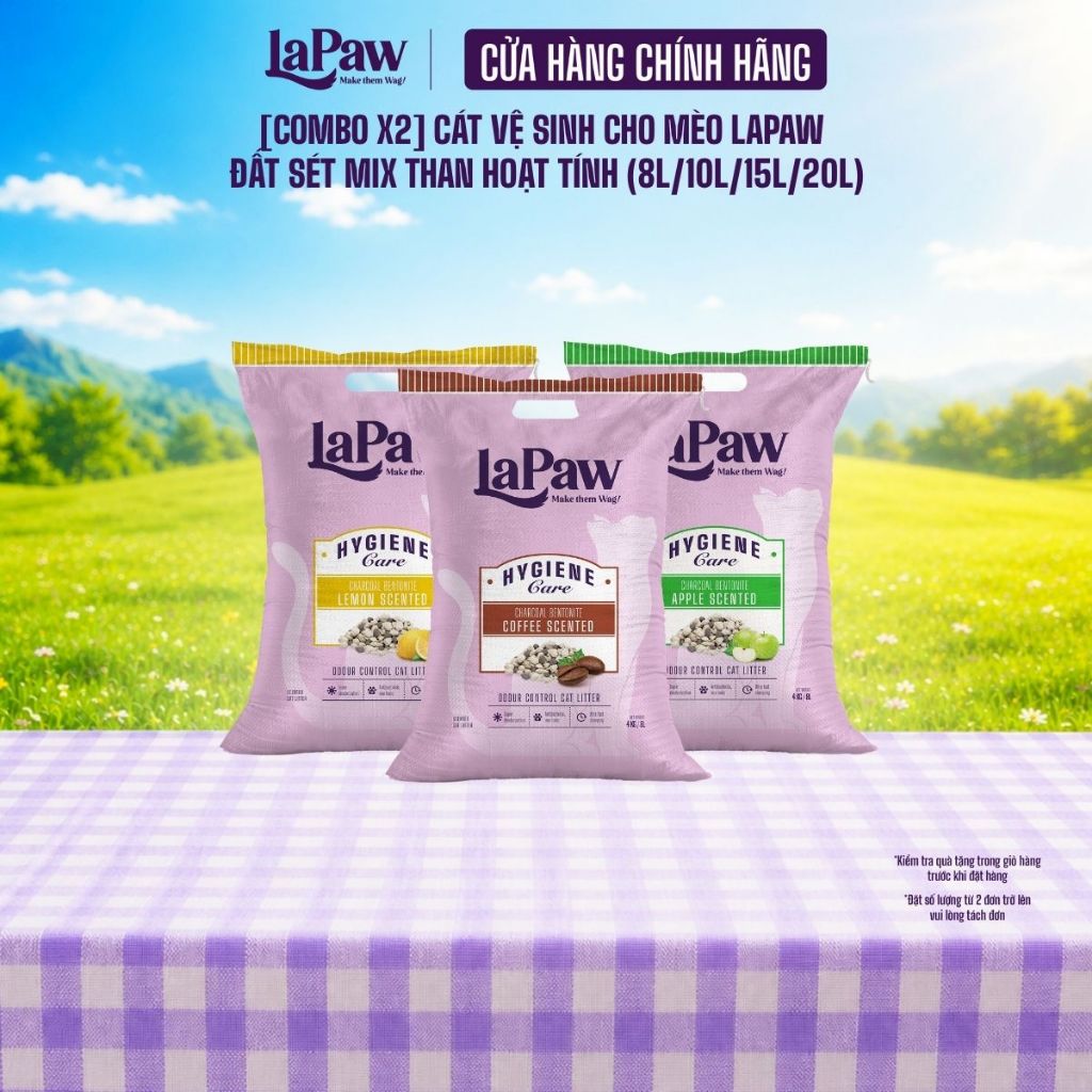 [COMBO 2 bao]laPaw Cát vệ sinh cho mèo than hoạt tính cao cấp siêu vón cục,siêu khử mùi,thơm lâu,ít 