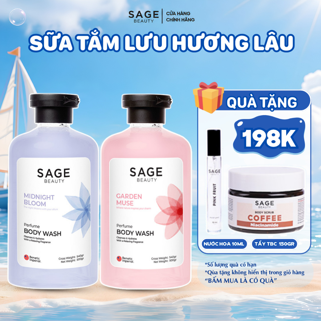 Sữa Tắm Hương Nước Hoa Sage Beauty Sữa Tắm Trắng Da Thơm Lâu  - 500gr [NEW]
