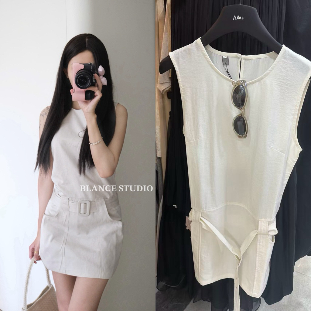 𝐁𝐋𝐀𝐍𝐂𝐄 𝐒𝐓𝐔𝐃𝐈𝐎 ♡ Váy sát nách kèm thắt lưng cổ tròn