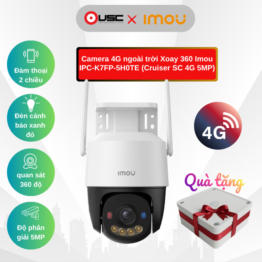 [Camera imou K7FP-5H0TE]  wifi ngoài trời xoay 360 độ - lắp sim 4G - shop có bán tấm Pin nlmt đi kèm