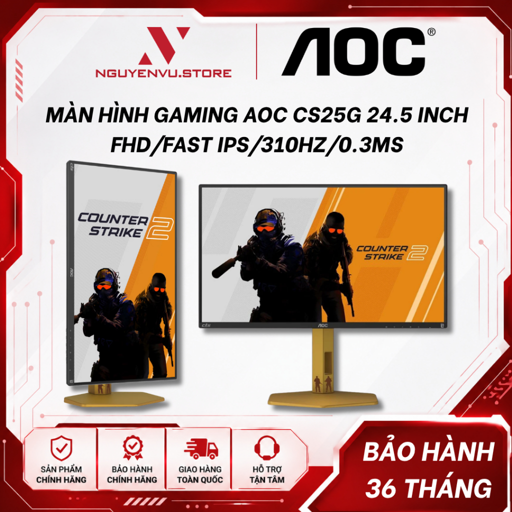 Màn Hình gaming AOC CS25G 24.5 inch  ( FHD/Fast IPS/310Hz/0.3ms ) - Chính Hãng