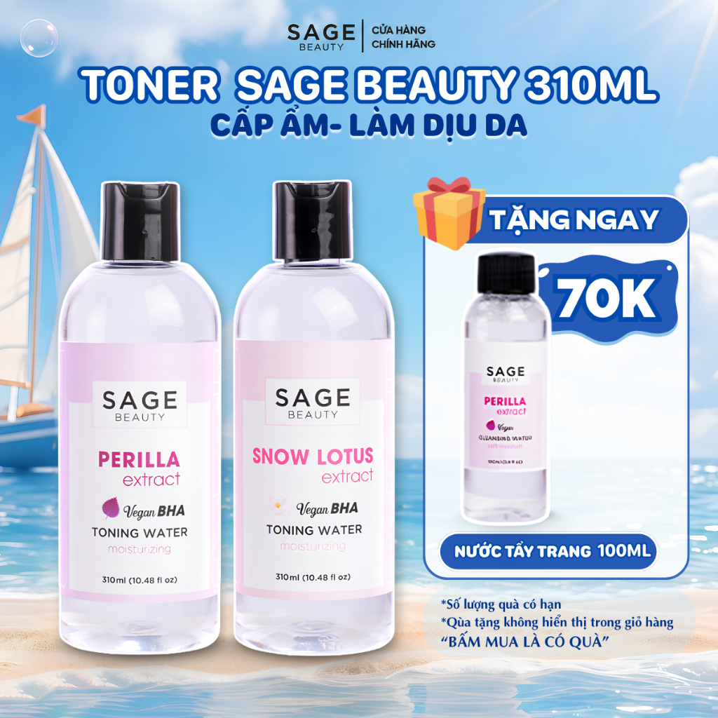 Toner SAGE BEAUTY Toner Cấp Ẩm, Làm Mềm Da, Cân Bằng Độ pH - 310ml