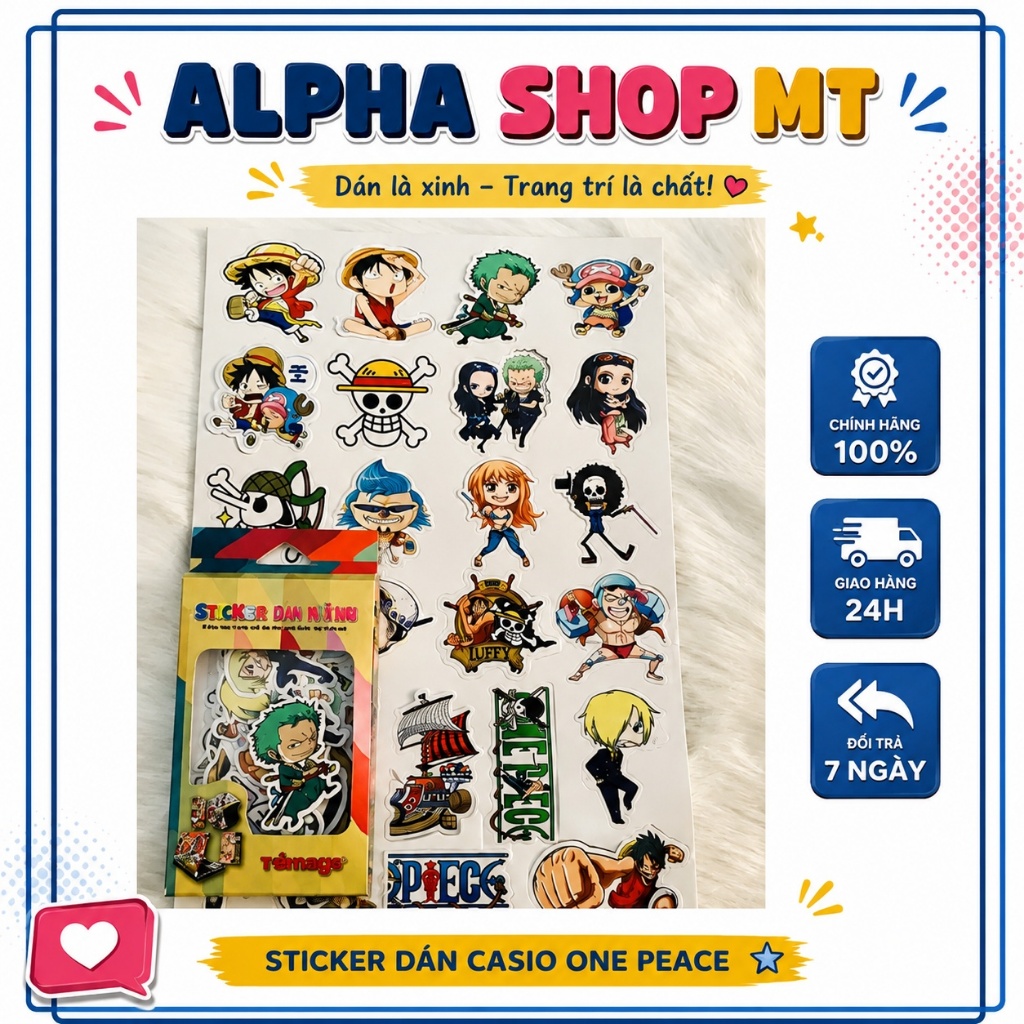 Decal One Piece Dán Máy Tính Casio fx-580VN X, 570VN Plus, 570ES Plus, Vinacal Chống Bong Tróc