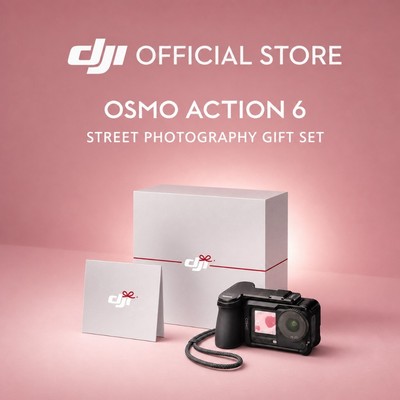 Set quà tặng Osmo Action 6 chụp ảnh đường phố, CMOS 1.1 inch | Quay slow motion 32x | Bộ nhớ trong 50GB