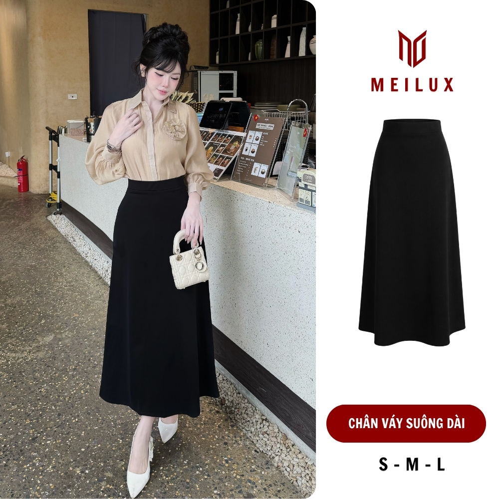 Chân váy chữ A dáng dài MEILUX dài 85cm chất liệu Umi mềm mịn cạp cao thanh lịch CV55