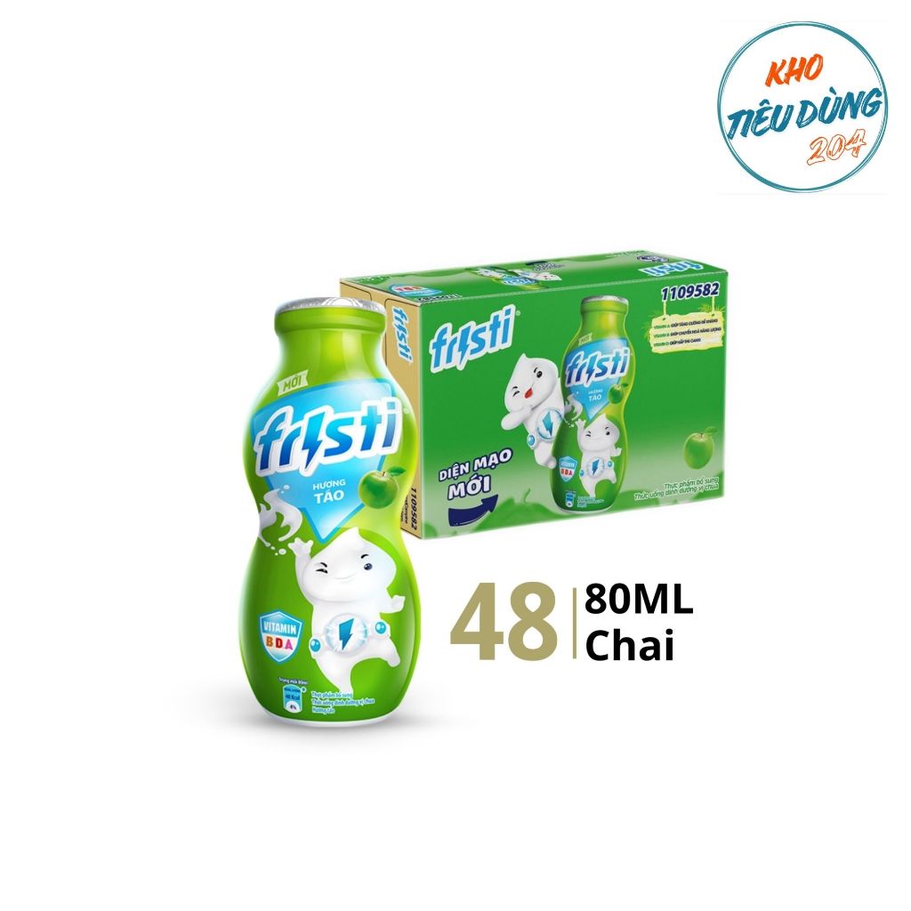 [1 Thùng] Sữa Fristi Chai Táo 80Ml (48 Hộp)