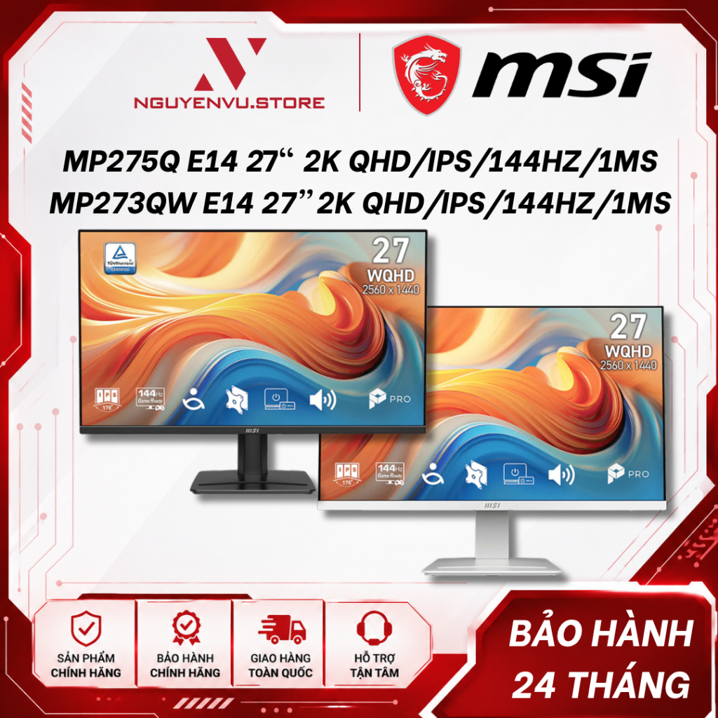Màn hình MSI MP275Q E14 27 Inch (2K QHD/IPS/144Hz/1ms/Đen) / MP273QW E14 27 Inch (2K QHD/IPS/144Hz/1