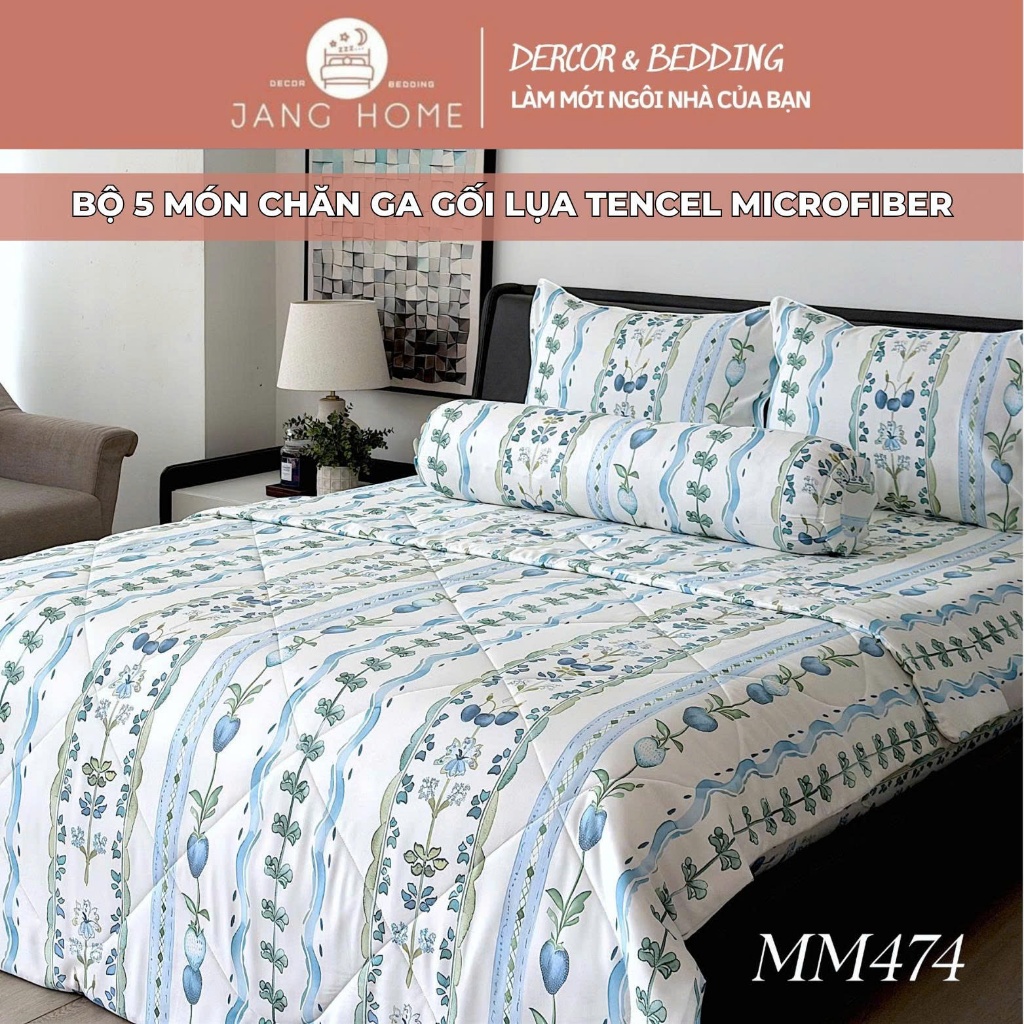 Set 5 Món Chăn Ga Gối Lụa Tencel Microfiber Janghome Cao Cấp Mềm Mại Mát Lạnh Sang Trọng Hiện Đại