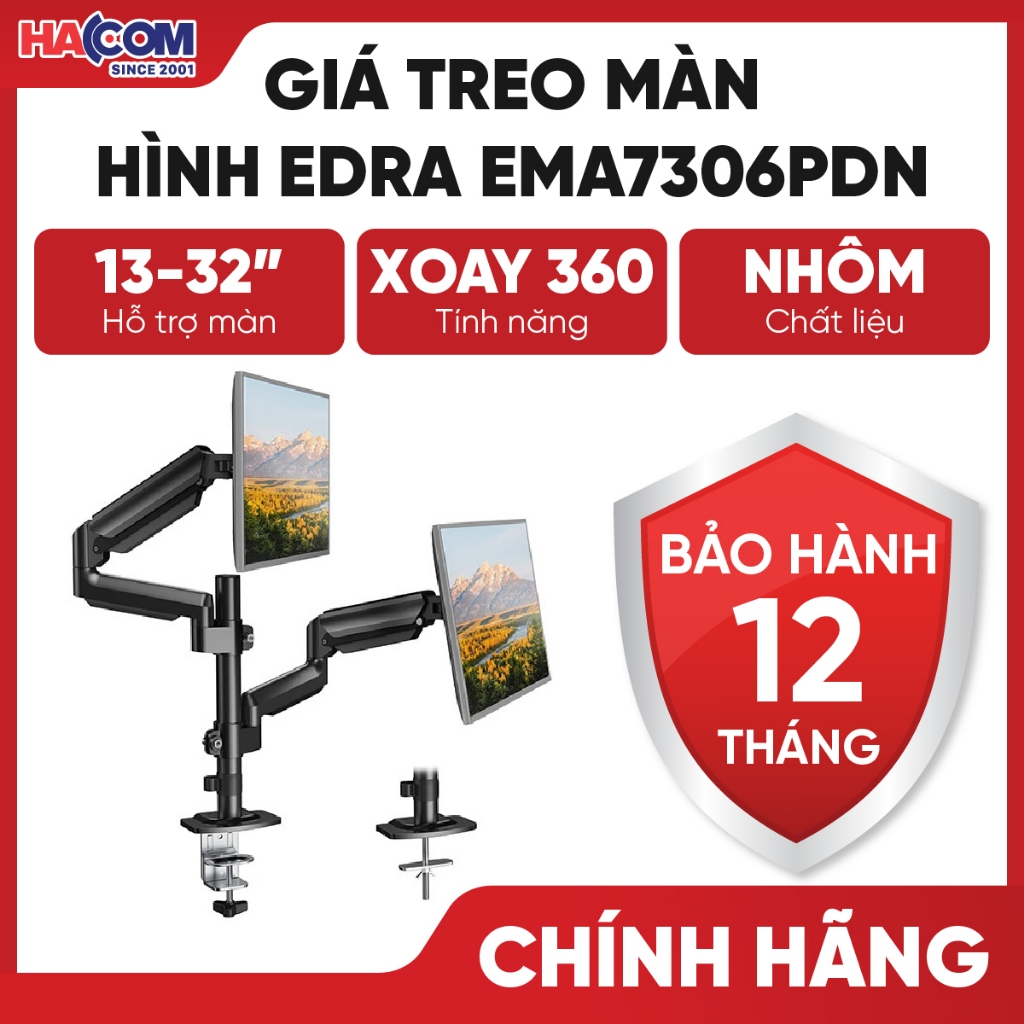 Giá Treo Màn Hình 13" - 34 Inch Tải 10Kg - Tay Arm Edra EM7302/7035/7306/7307 - BH 12 Tháng HACOM PC