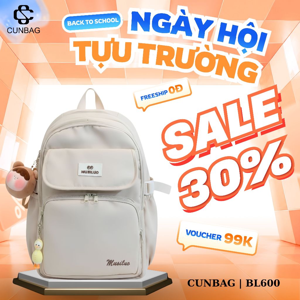 (Không Móc Khóa) Balo Chống Nước Nhiều Ngăn Đi Học Đi Chơi Phong Cách Hàn Quốc Unisex BL600