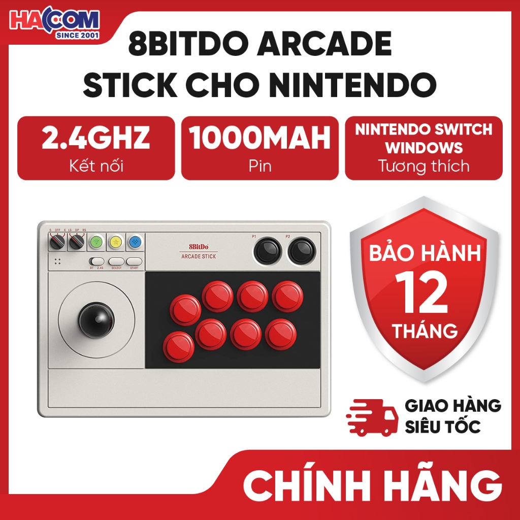 Tay cầm 8Bitdo Arcade Stick Cho Nintendo Switch/Windows HACOM PC
