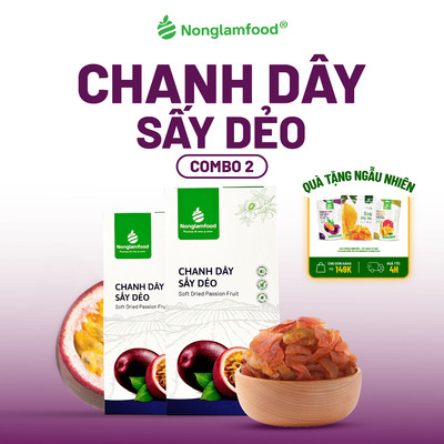 Combo 2 hộp Chanh Dây Sấy Dẻo Nonglamfood hộp 145g, 300g