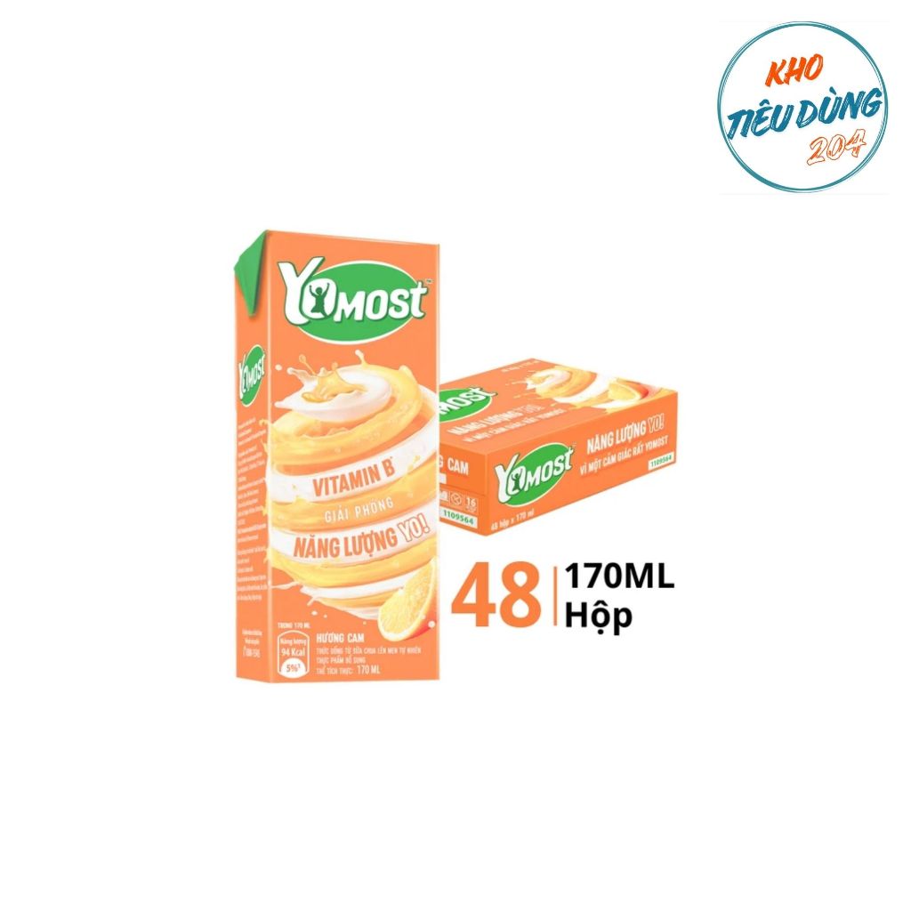 [1 Thùng] Sữa Yomost Cam 170ml (48 Hộp)