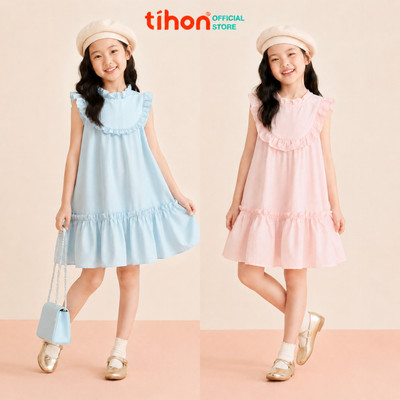 Váy bé gái TIHON cao cấp chất liệu thô mềm họa tiết hoa ẩn phồi viền bèo dễ thương cho bé VT0744182