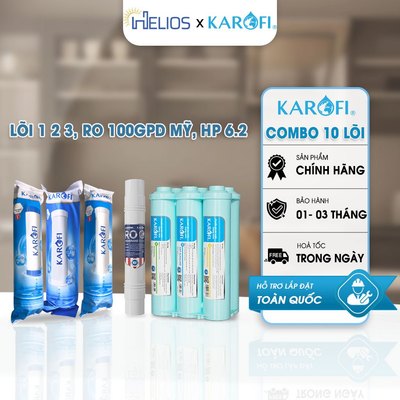 Combo 10 Lõi Lọc Nước Karofi Chính Hãng Cho KAQ-U05 KAQ-U95 – Bộ Lõi 12CTO3, RO100US, HP6.2