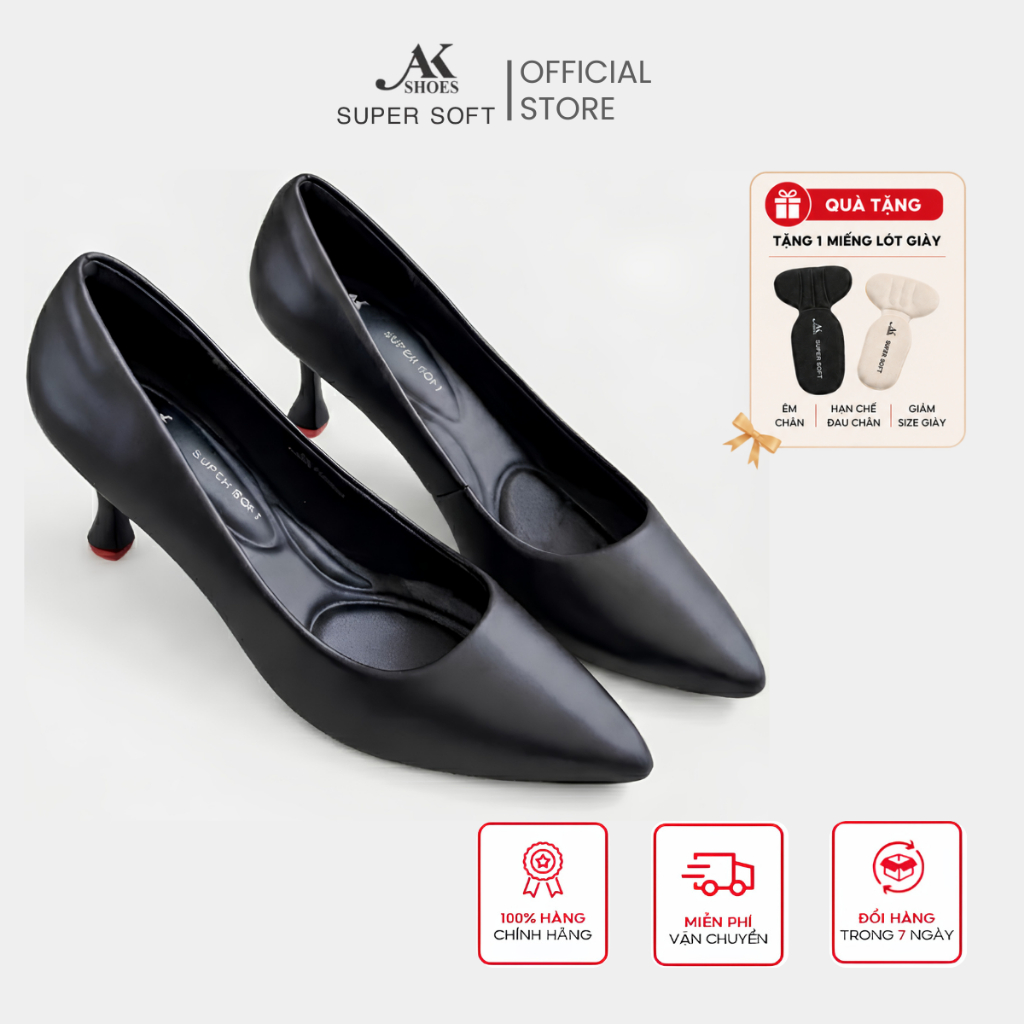 Giày Cao Gót Nữ (SALE 8.8) Super Soft Sang Chảnh 7cm- Lót Đế & Cổ Dày Dặn, Lòng Giày Sâu AK512 Super