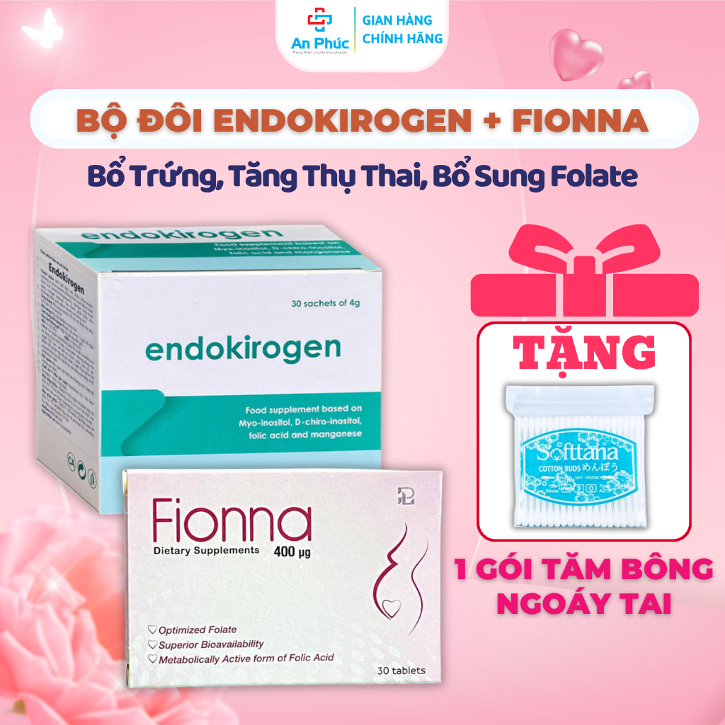 Bộ Đôi ENDOKIROGEN, FIONNA - Bổ Trứng Tăng Khả Năng Thụ Thai, Bổ Sung Folate, Ngăn Dị Tật Thai Nhi