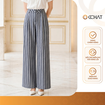 Quần Ống Rộng 𝐂𝐂𝐇𝐀𝐓 Dáng Suông Kẻ Roselyn Basic Chất Liệu Tuytsi Cao Cấp 16QDS2037ST