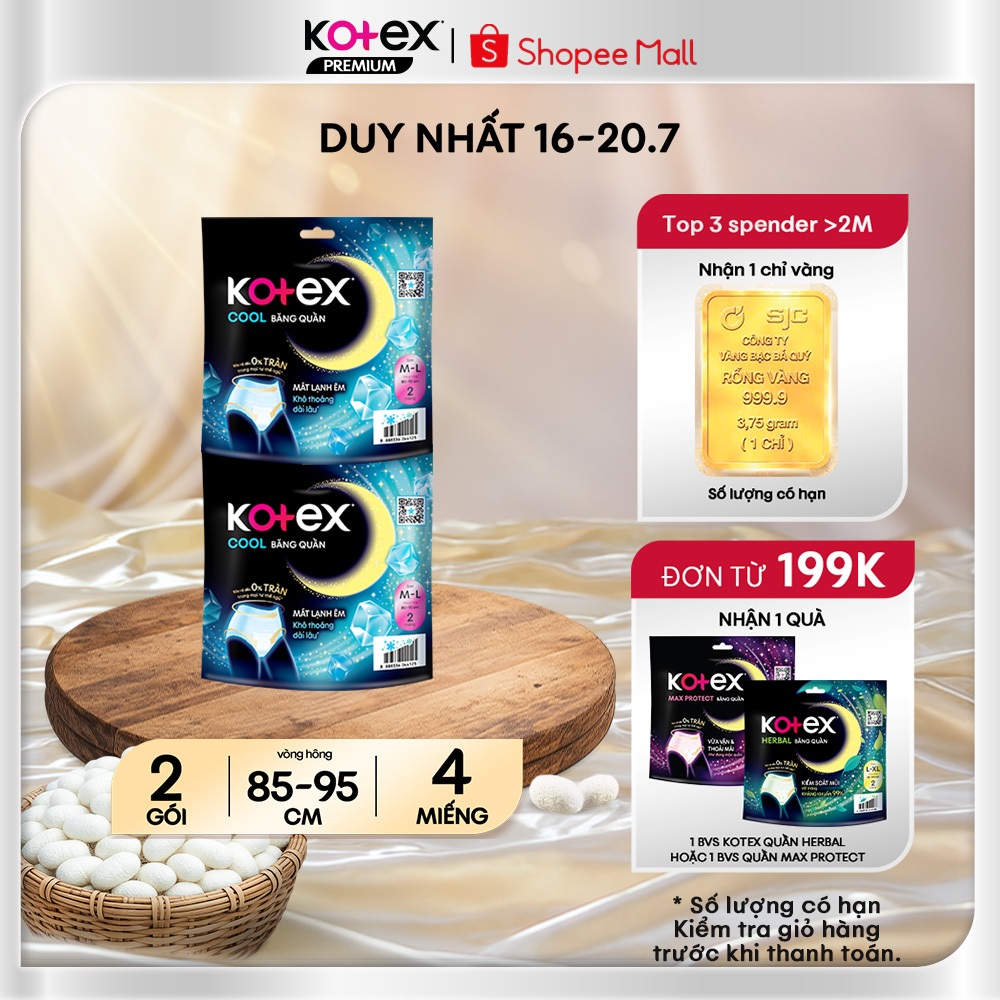 [KOL Live] Combo 2 Băng vệ sinh Kotex Dạng Quần Cool cỡ M/L 2 Miếng