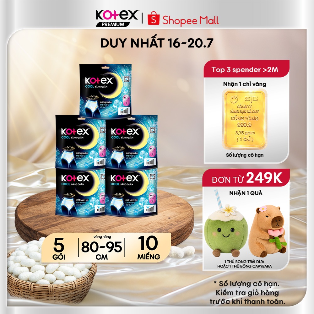 [KOL Live] Combo 5 Băng vệ sinh Kotex Dạng Quần Cool cỡ M/L 2 Miếng
