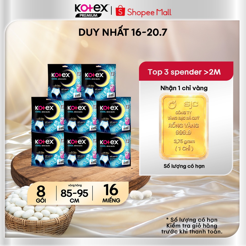 [KOL Live] Combo 8 Băng vệ sinh Kotex Dạng Quần Cool cỡ M/L 2 Miếng